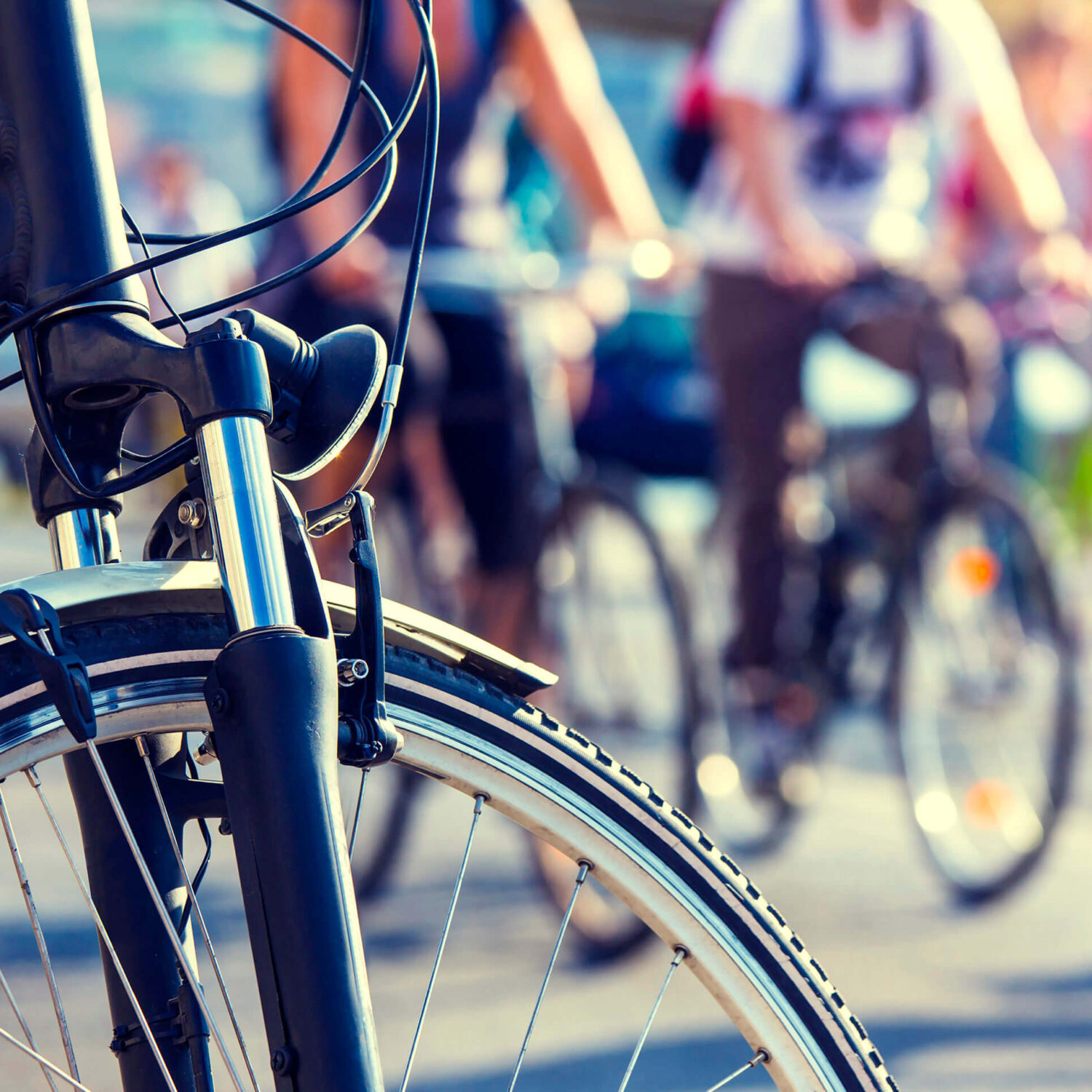 roue de vélo en premier plan