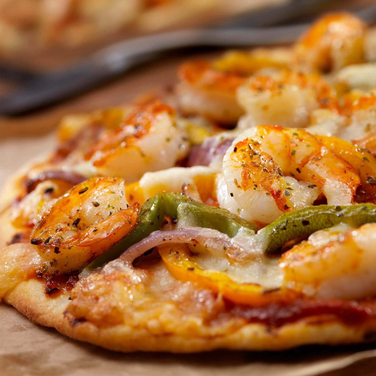 pizza crevettes et poivrons