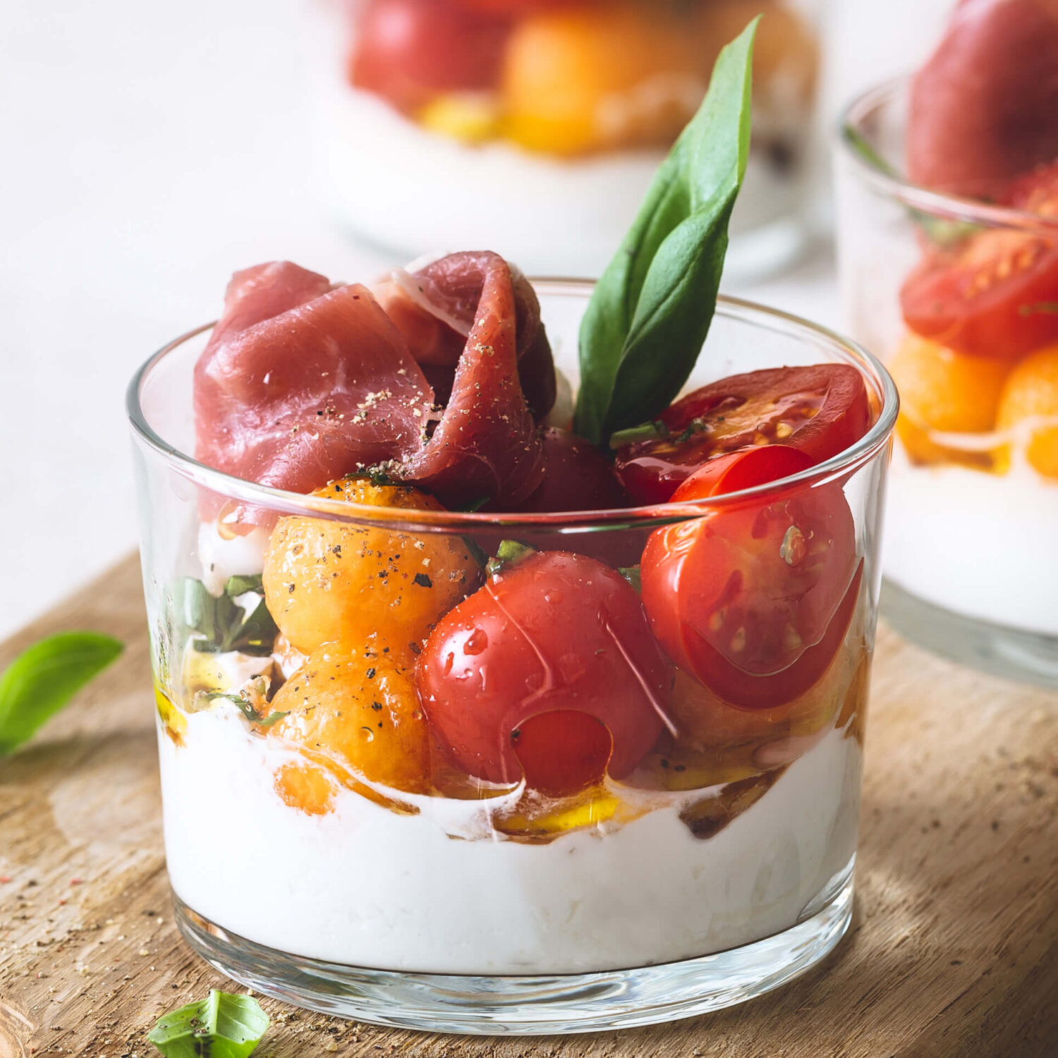 verrines de tomate et jambon