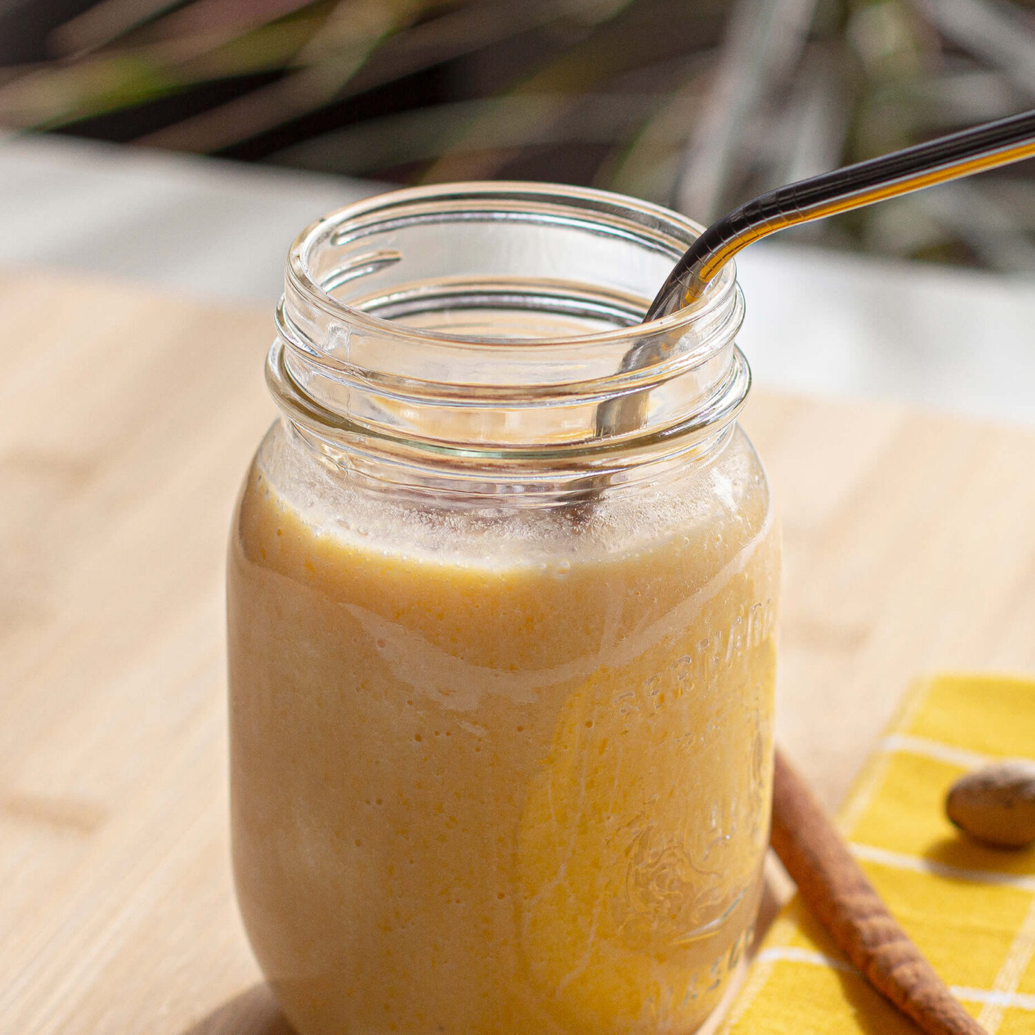 smoothie latté d'automne à la courge dans pot masson