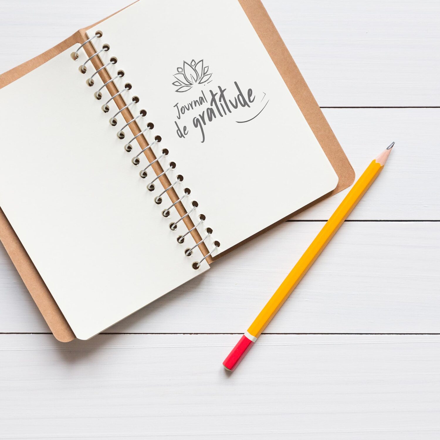 journal de gratitude et crayon