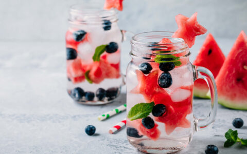 eaux fruitées dans pots