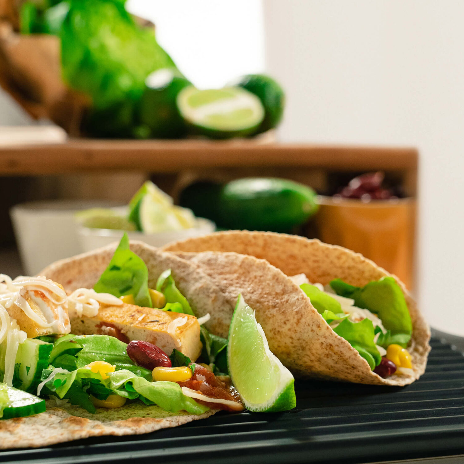 tacos végétariens sur une plaque