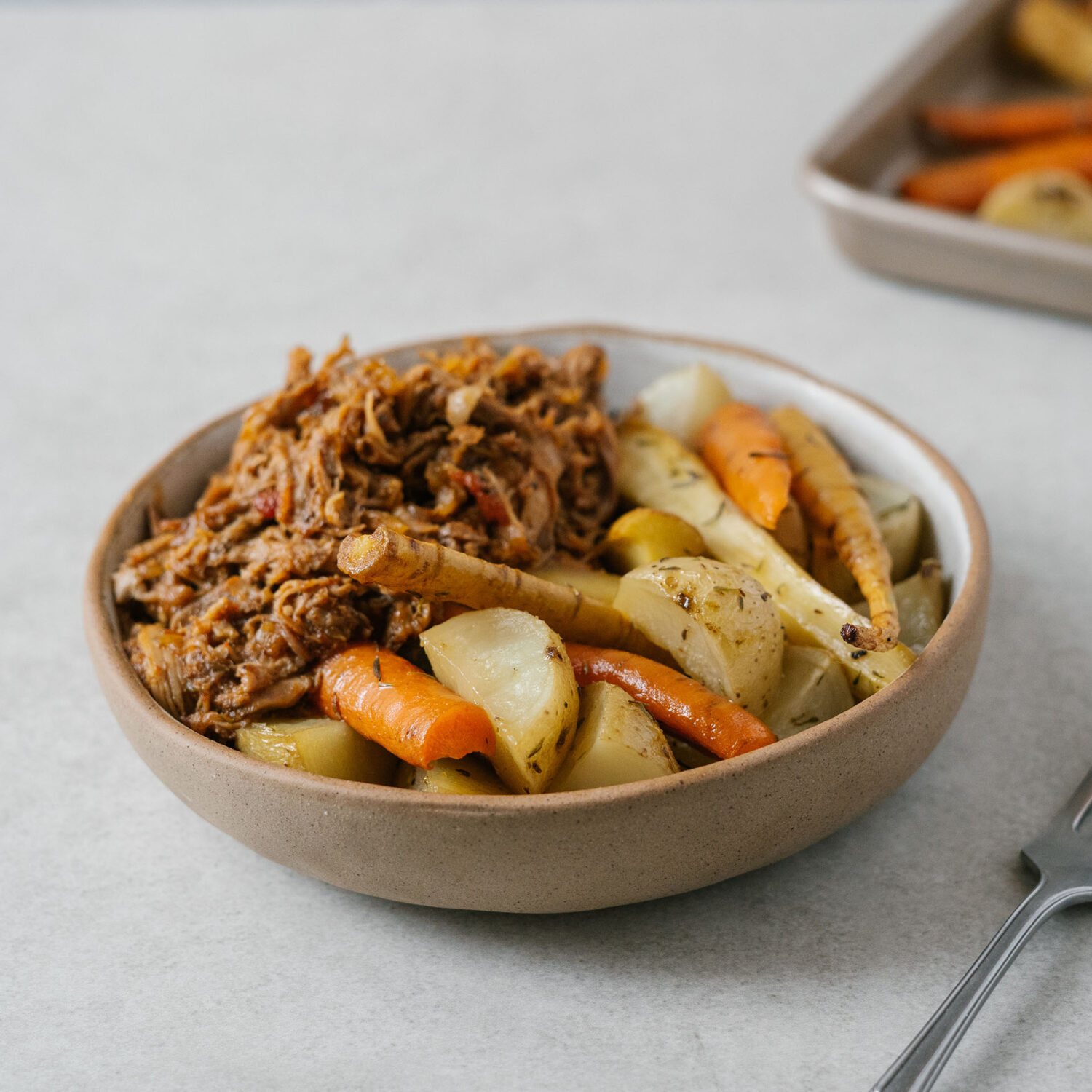 Porc effiloché BBQ et légumes du Québec grillés