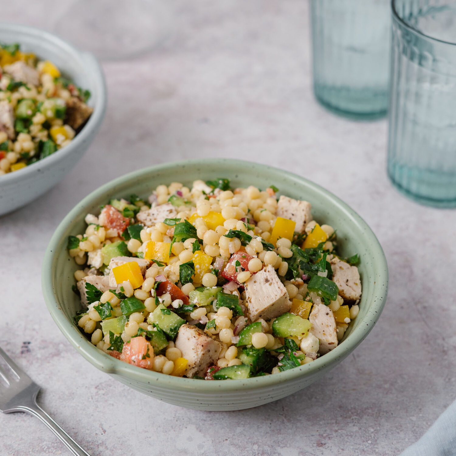 Taboulé de couscous israélien au poulet