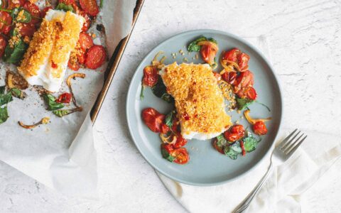 morue en croute avec tomates et épinards